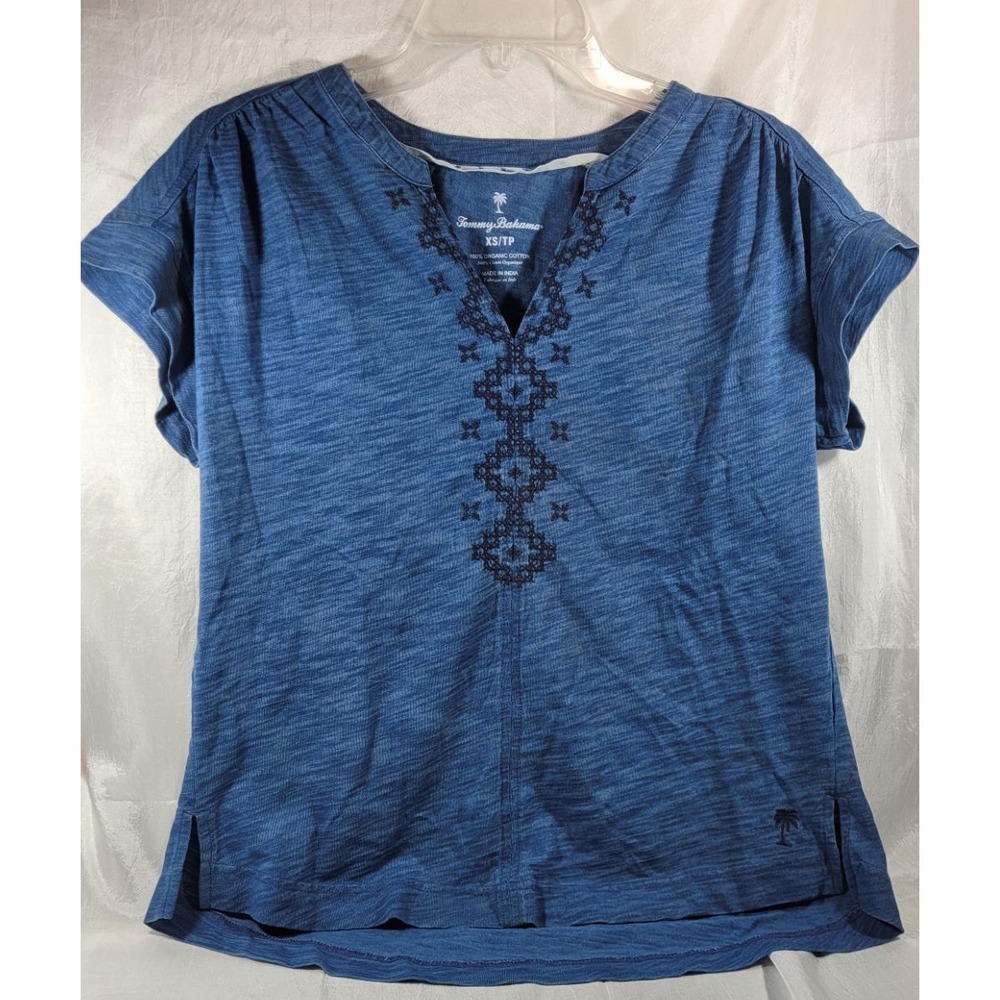 Tommy Bahama Women's V-Neck Cross-Stitch Flutter Sleeve Top - Blue - XS‎